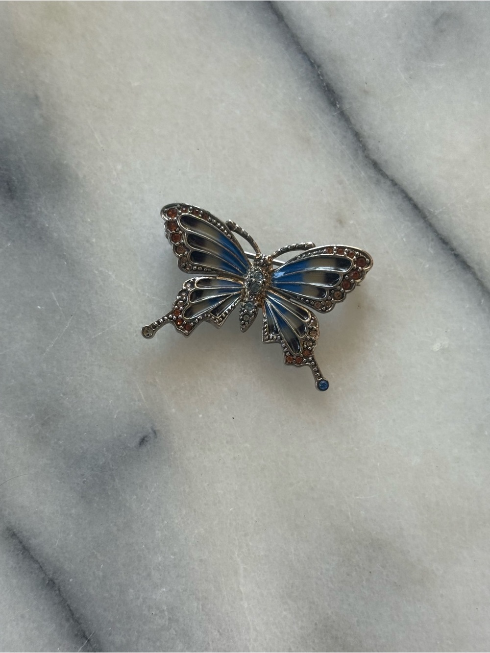 Monet Blue and Gold Butterfly Brooch Pin